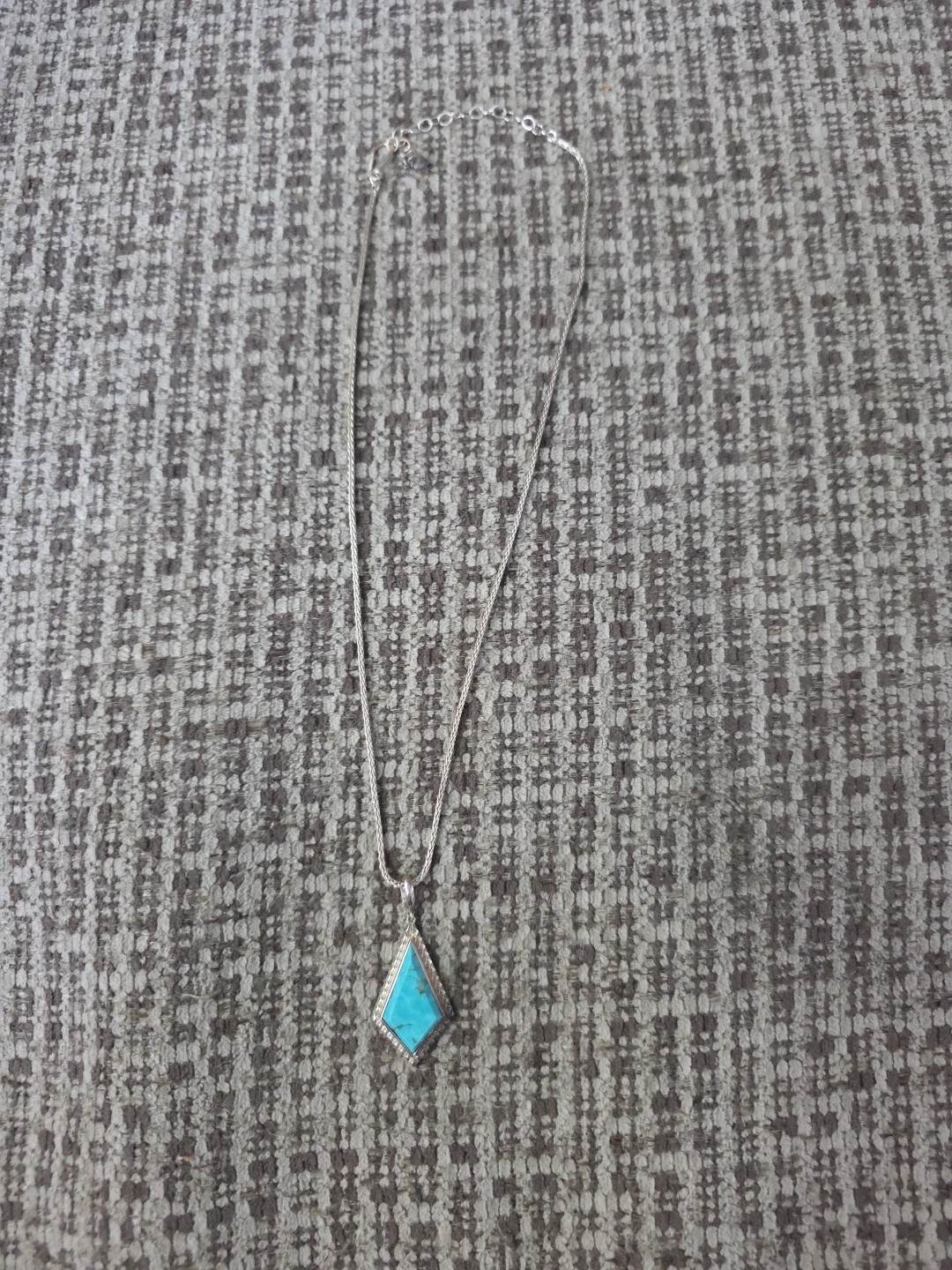 Jay King Sterling Silver USA Tyrone Turquoise Pendant with 18″ Chain 925