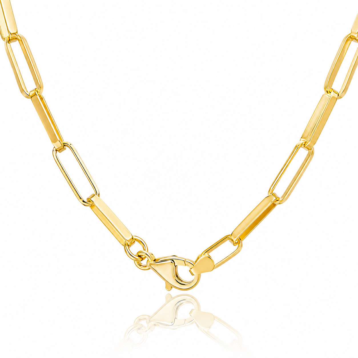 18ct Gold Plated 925 Sterling Silver Paperclip Chain Necklace Adjustable 16-18″