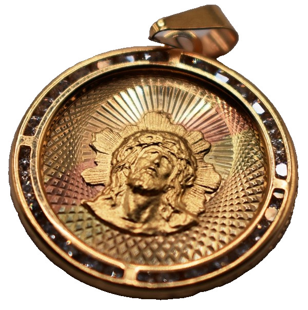 14k Gold Jesus Christ Pendant Tri-Color 2.3G