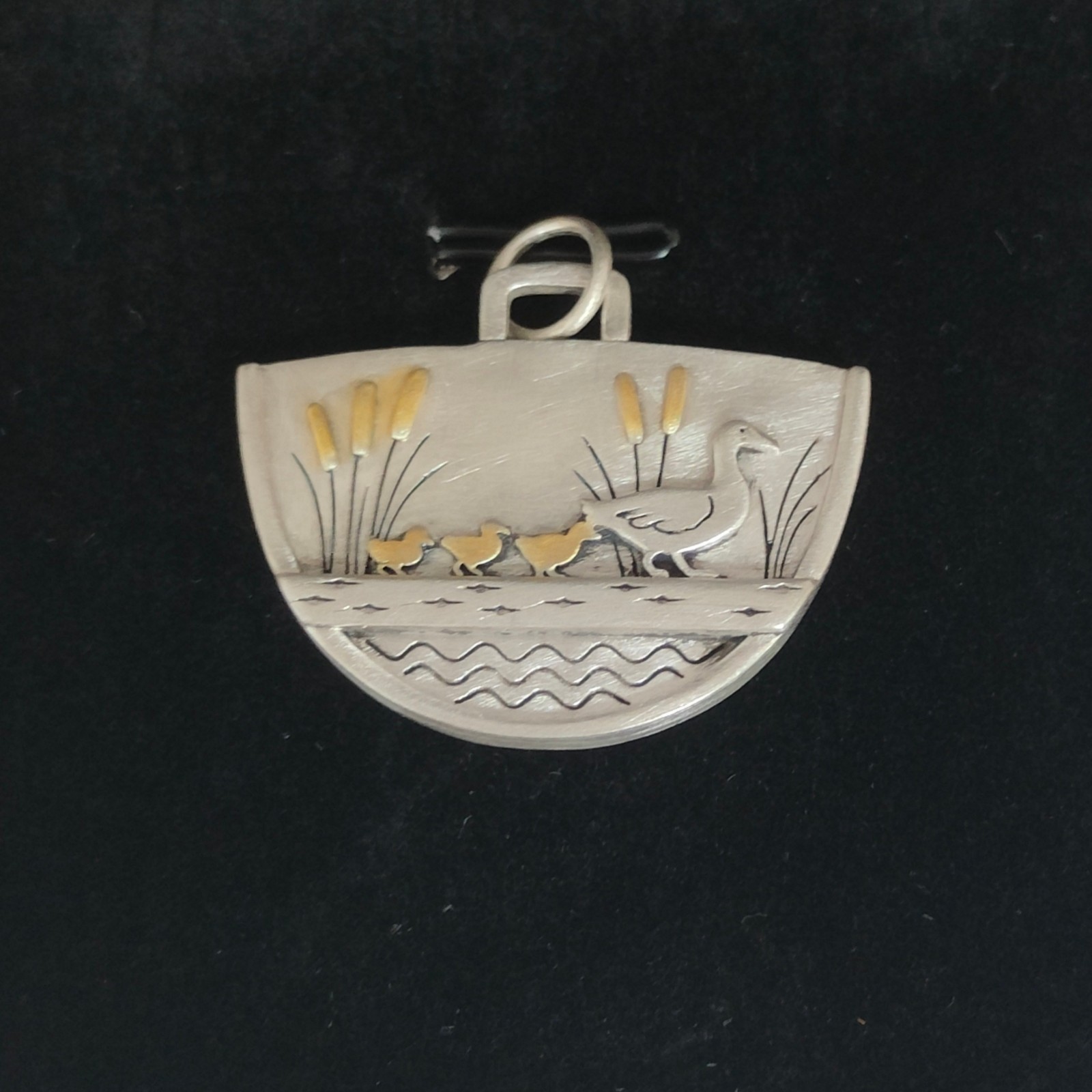 Swan Lake Landscape Pendant Handmade Wildlife Nature Charm S925 Silver with box