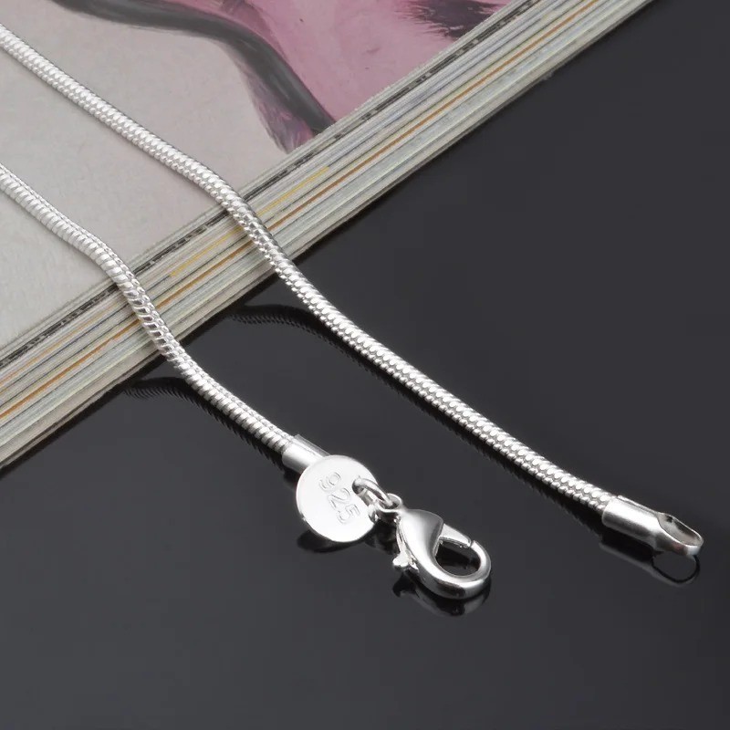 Men&Women’s 925 Sterling Silver Tarnish-Free Italian Snake Chain Necklace 16-30″