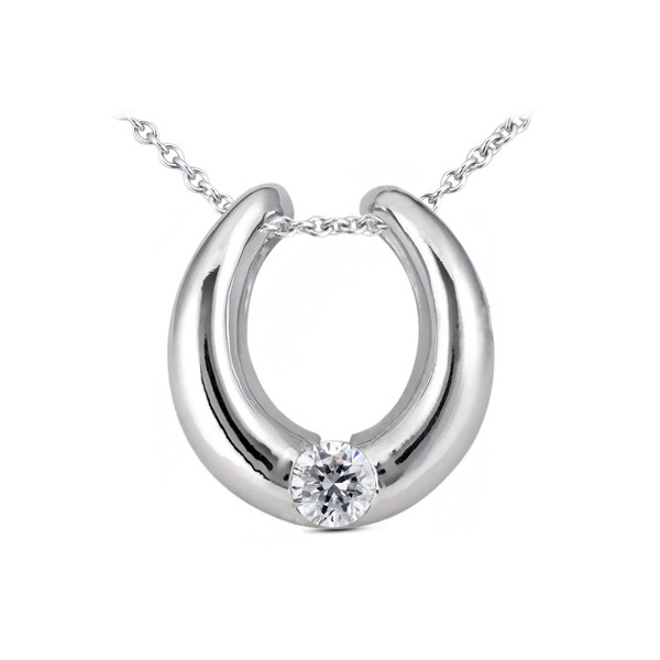 0.27ct I VS2 Round Earth Mined Certified Diamond White Gold Solitaire Pendant
