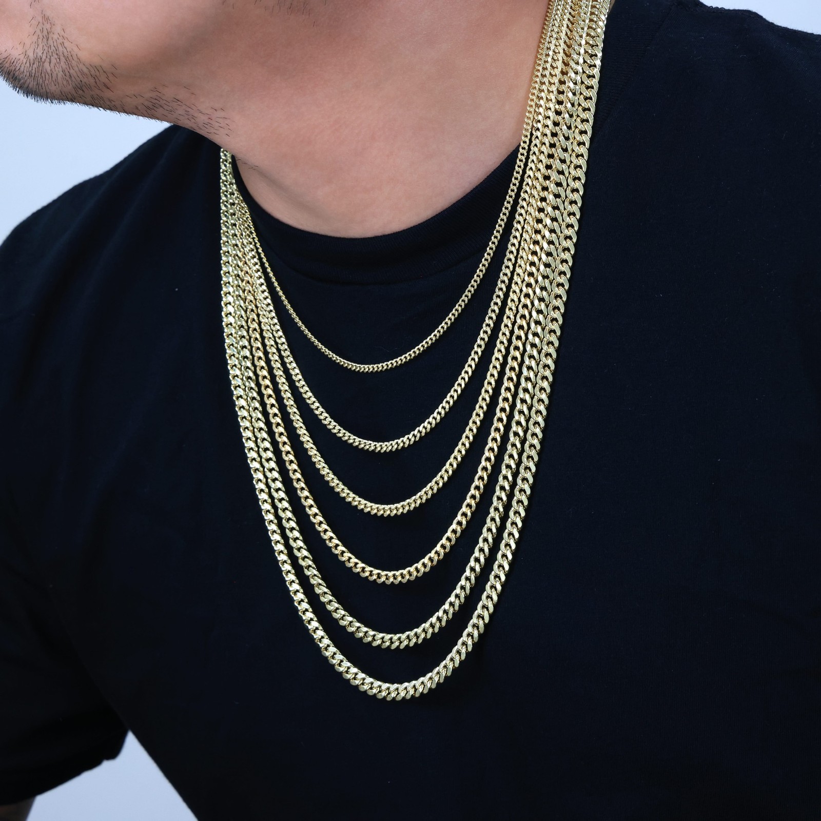 14K Real Yellow Gold 3mm-12.6mm Miami Cuban Lightweight Chain Necklace 16″ – 30″