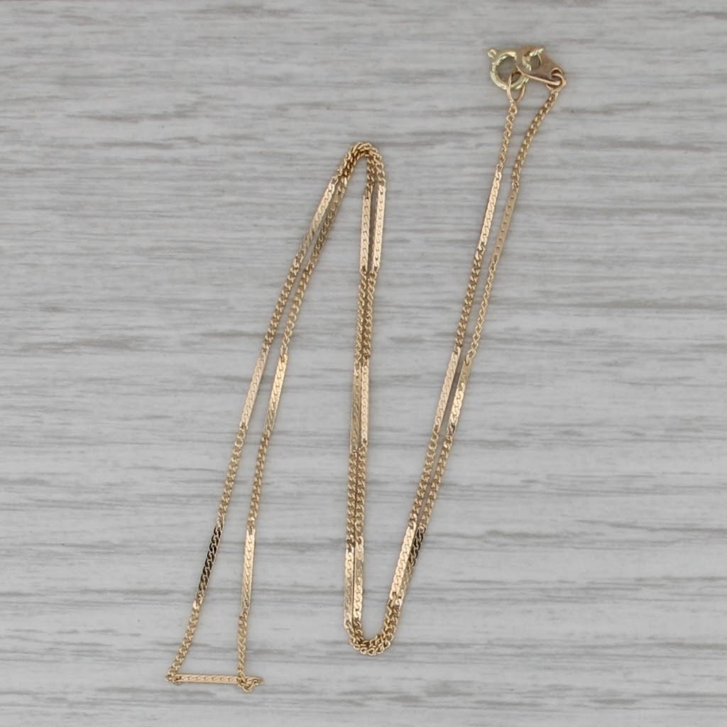 16.5″ 1mm Bar & Curb Link Chain Necklace 14k Yellow Gold