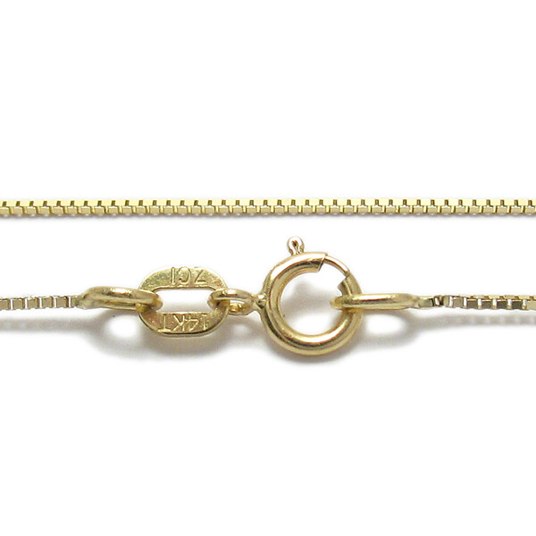 Guaranteed 14K Yellow Gold Box Chain Necklace 0.6mm 16″-24″