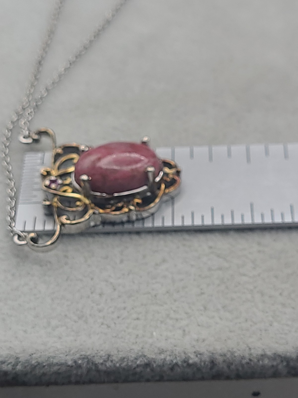 STS Pink Rhodochrosite & Unknown Gemstone Necklace 18 Sterling Silver 925