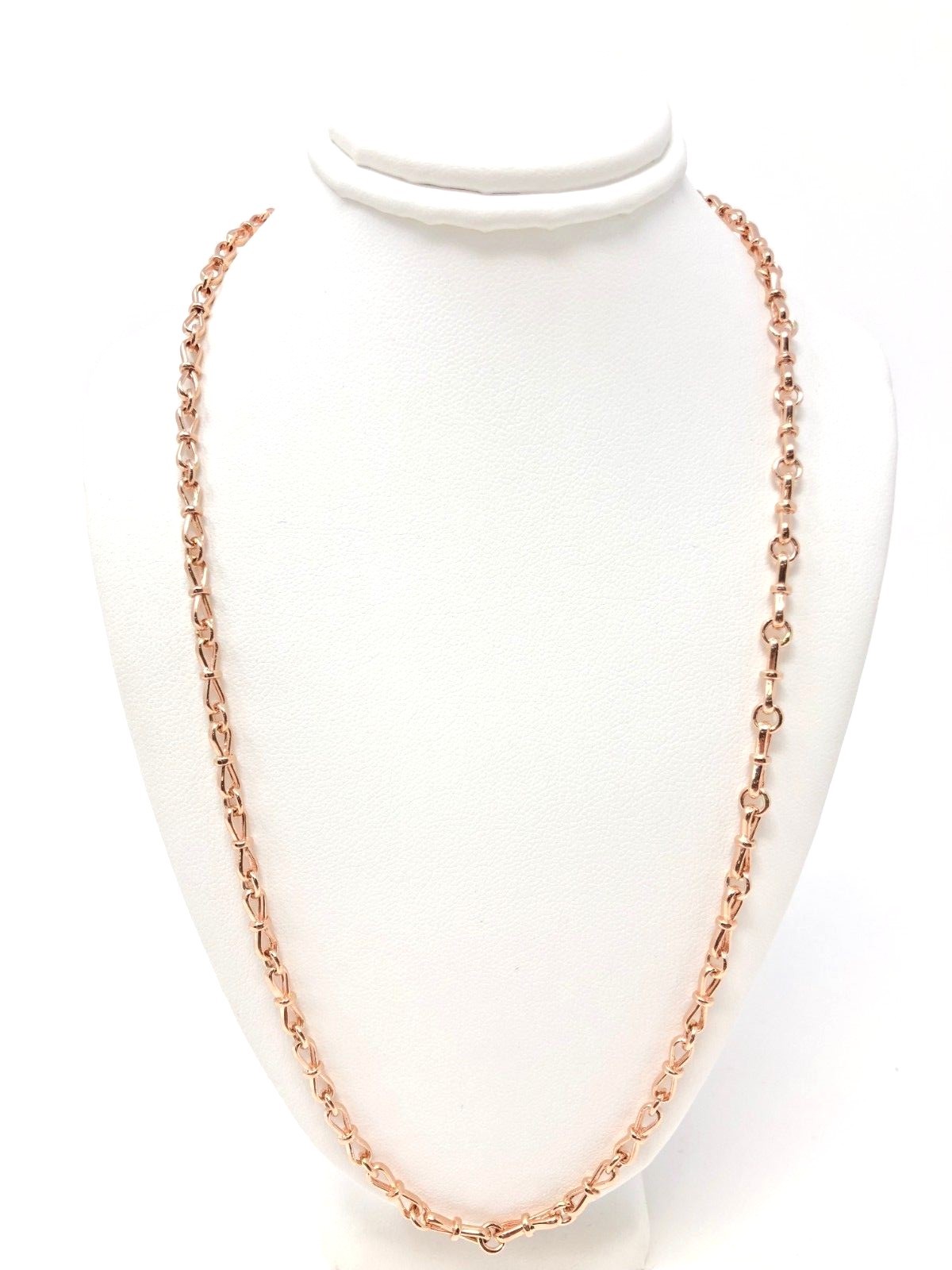 14k Rose Gold Solid Handmade Bow Fashion Link Chain Necklace 22″ 3.5mm 23.5grams