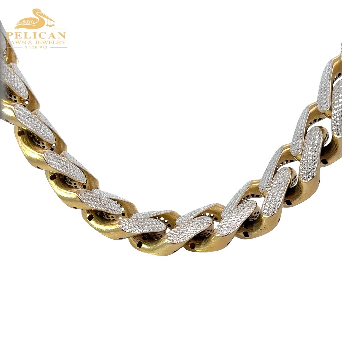 24″ Monaco Clasp Cuban Chain Diamond Cut in 10KT Yellow Gold 23.5MM (PBR121535)
