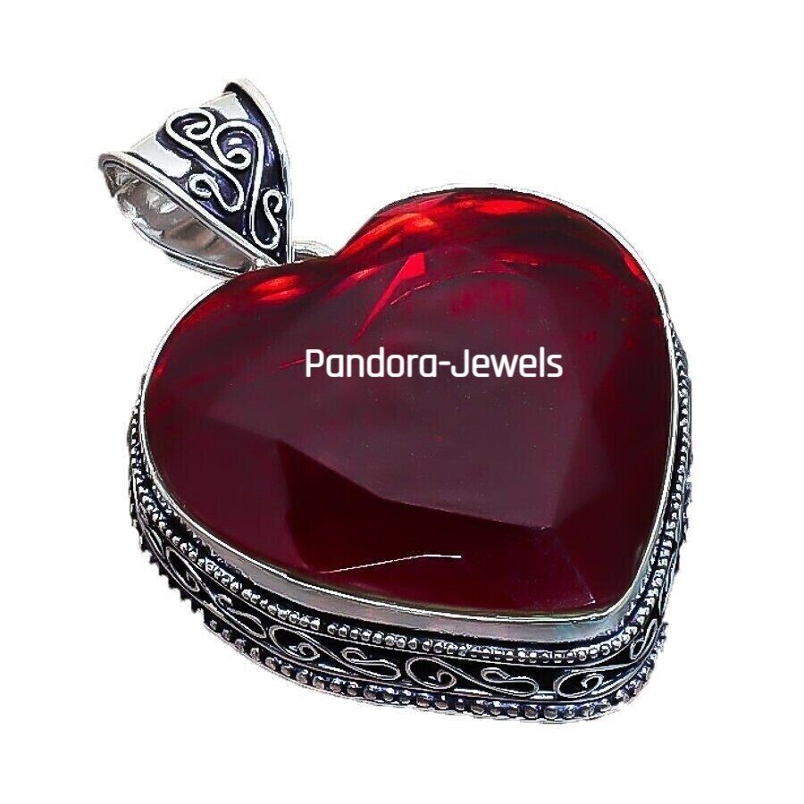 Nice Look Red Garnet Gemstone 925 Sterling Silver Jewelry Gift To Her Pendant