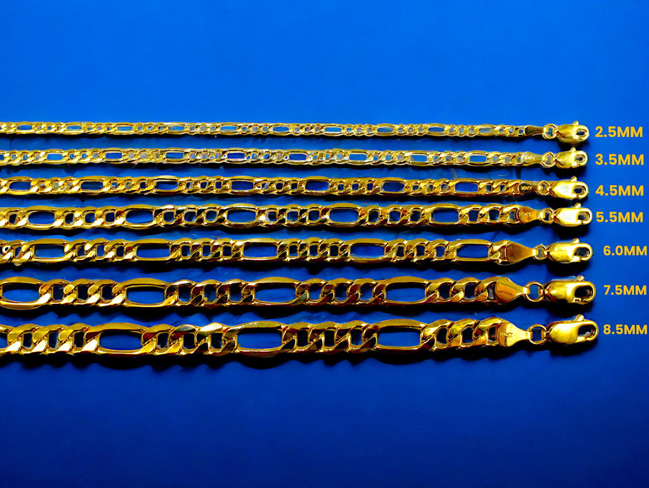 10K Yellow Gold 2mm-8mm Figaro Chain Necklace All Sizes Real Gold Men Women
