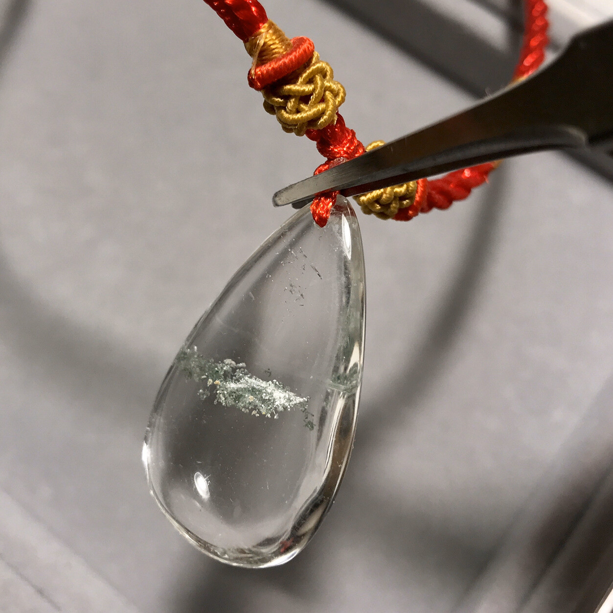 US SELLER Natural Green Phantom Quartz Pendant Teardrop Crystal GEM Necklace