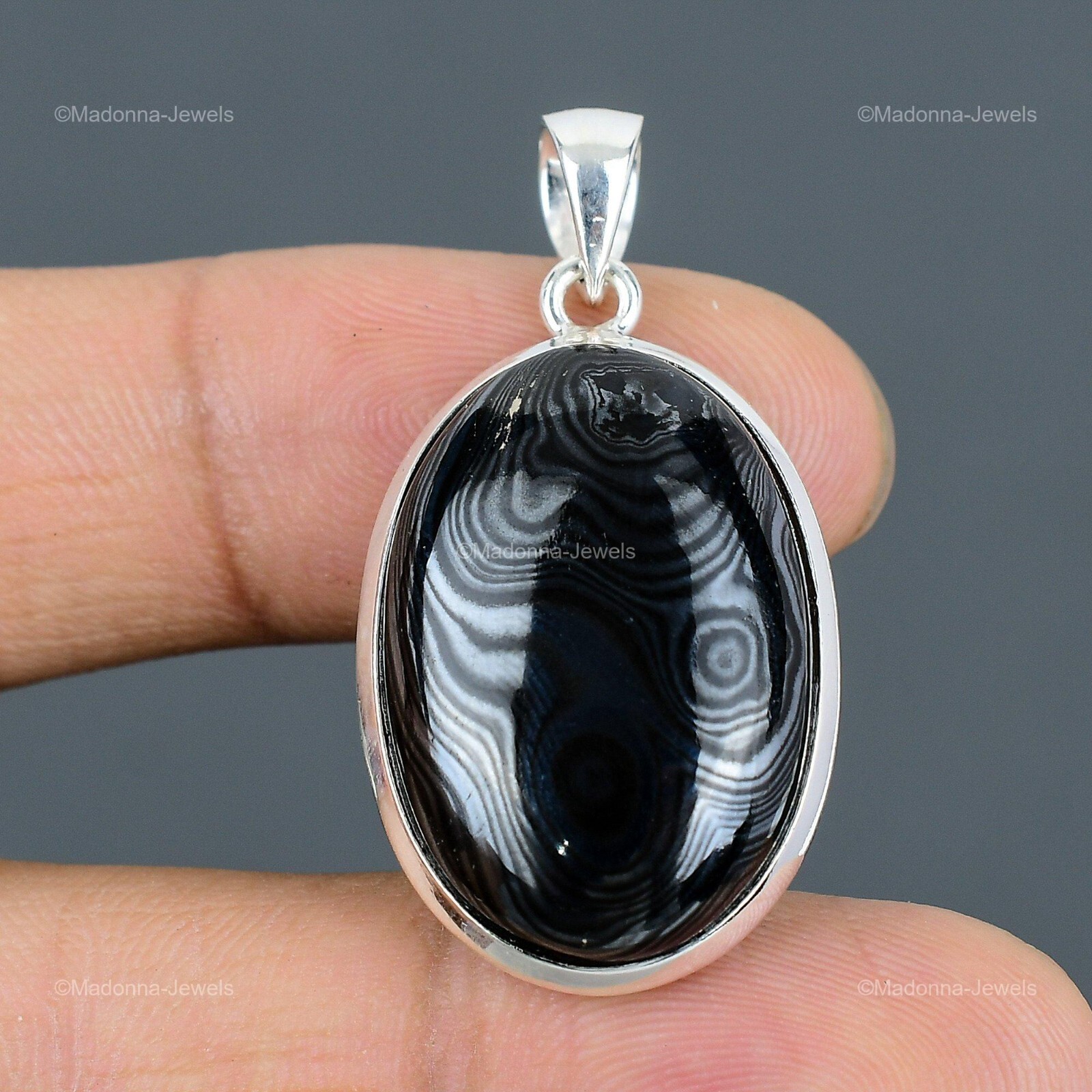 Valentines Deal Psilomelane Gemstone Sterling Silver Engagement Birthday Pendant