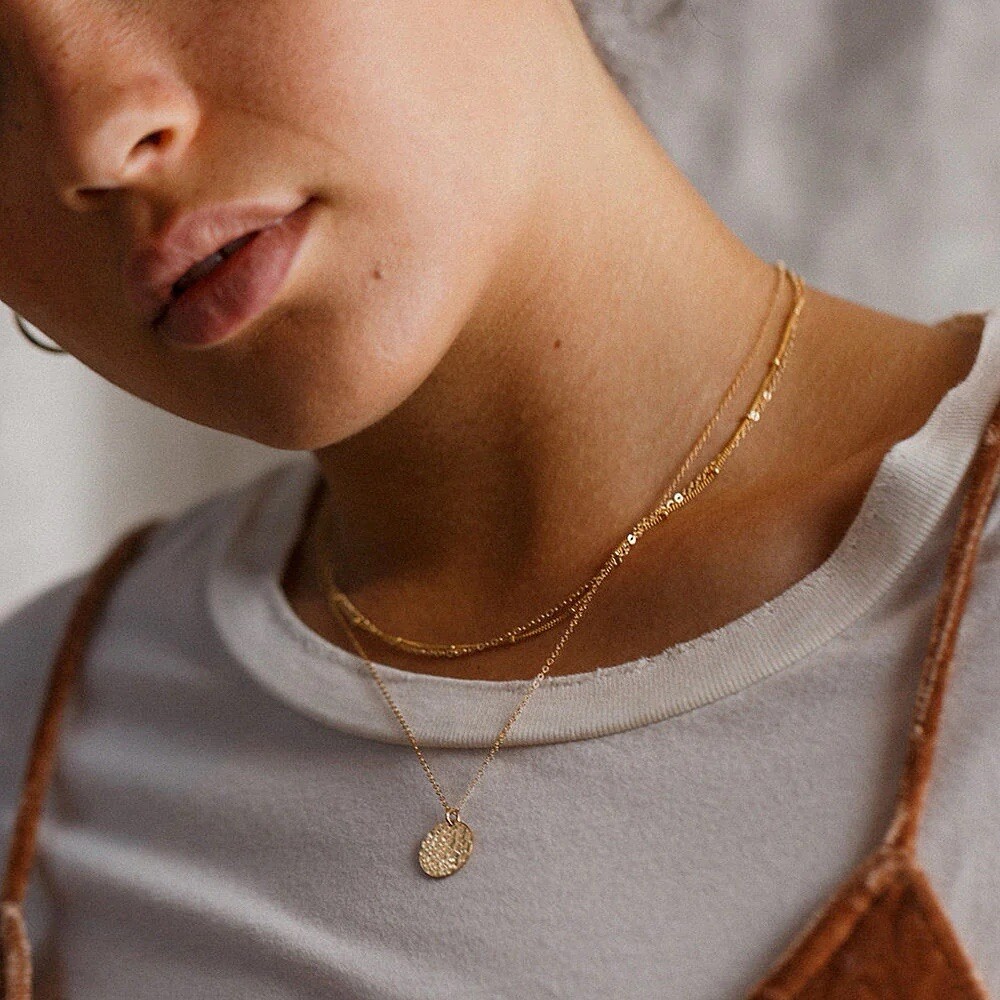 18K Gold Plated 3 Layer Necklace Waterproof None Tarnish Trendy