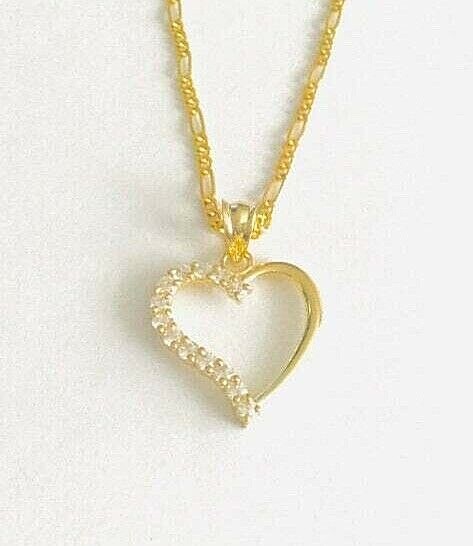 10K Real Gold Heart Love Charm 18″ Necklace, 10k Solid Gold 25mm Heart – GP06-1