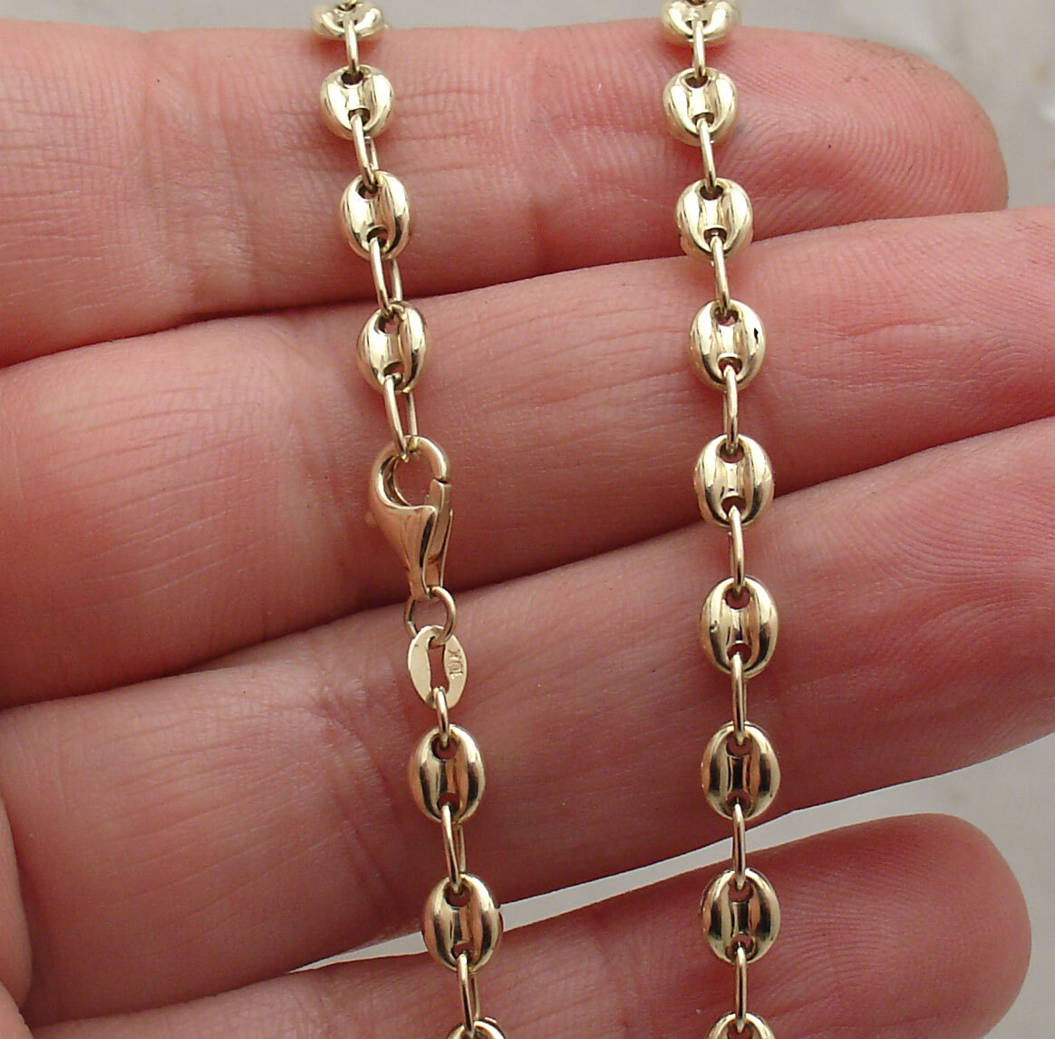 5mm Puffed Mariner Anchor Link Chain Necklace Lobster Lock Real 10K Yellow Gold