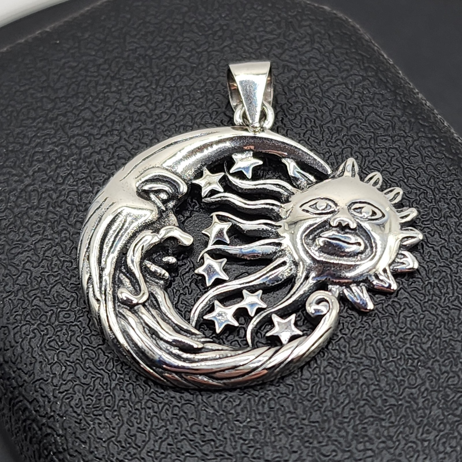 925 NEW Sterling Silver Pendant- Moon & Sun 26mm in Length 26mm Width ~FREE…