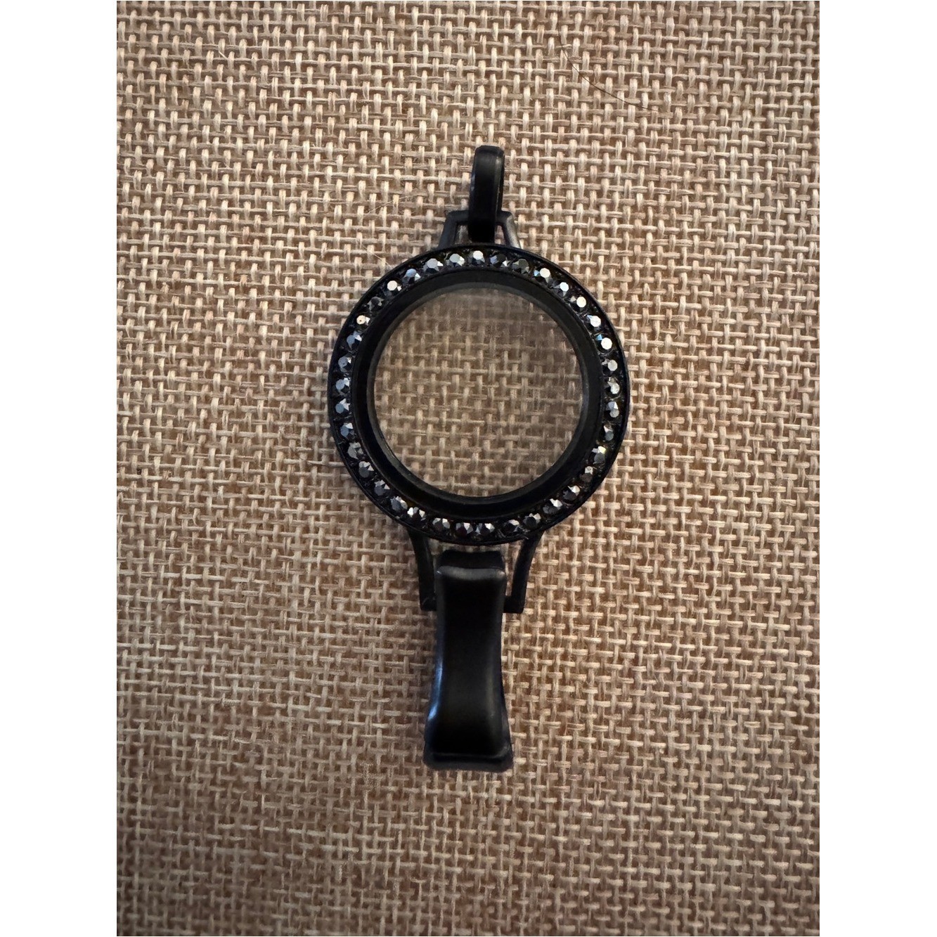 Origami Owl Black Twist Living Locket (Large) w/ Swarovski crystals Lanyard