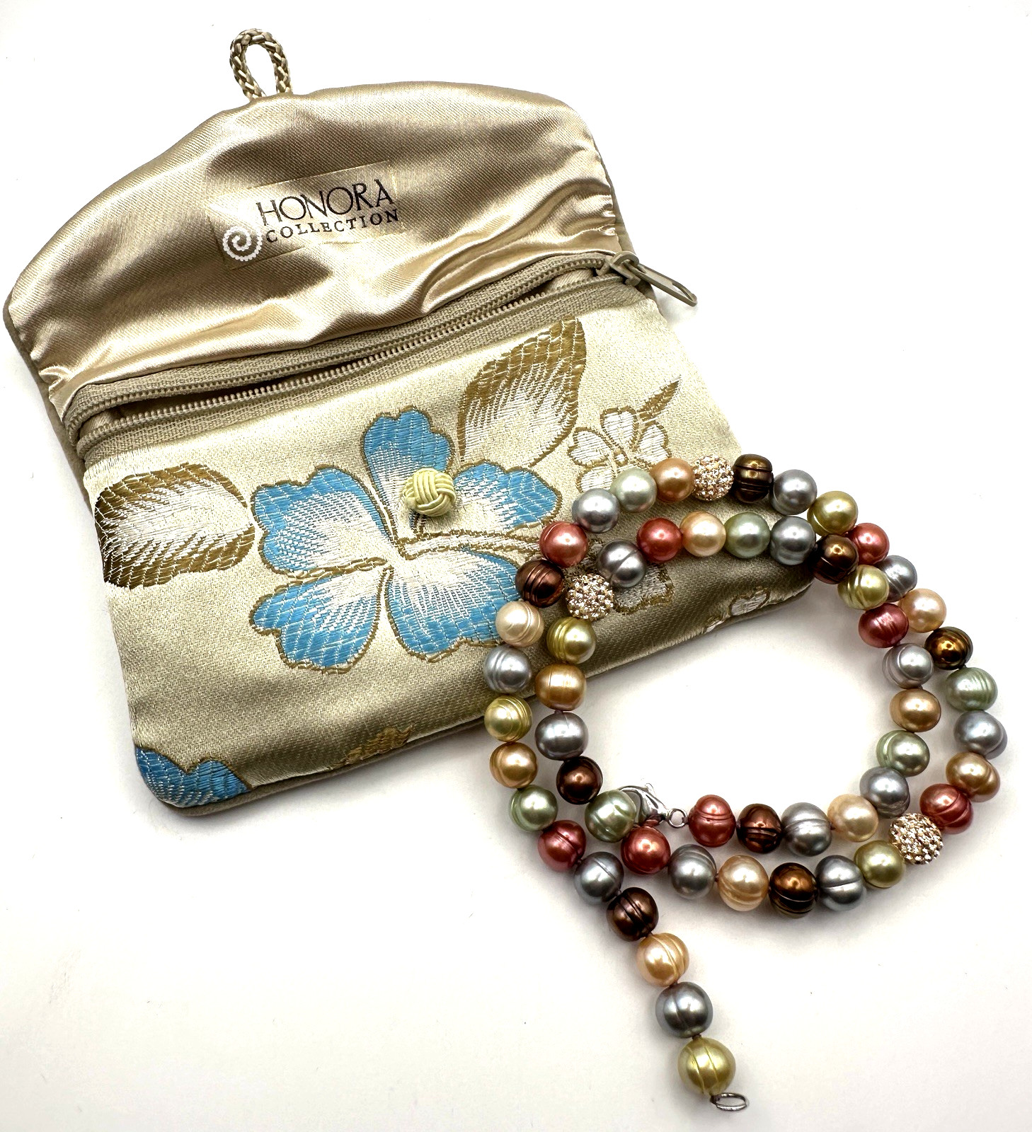 Honora Multicolor Freshwater Pearl Necklace 18″ 925 Sterling Silver 42g