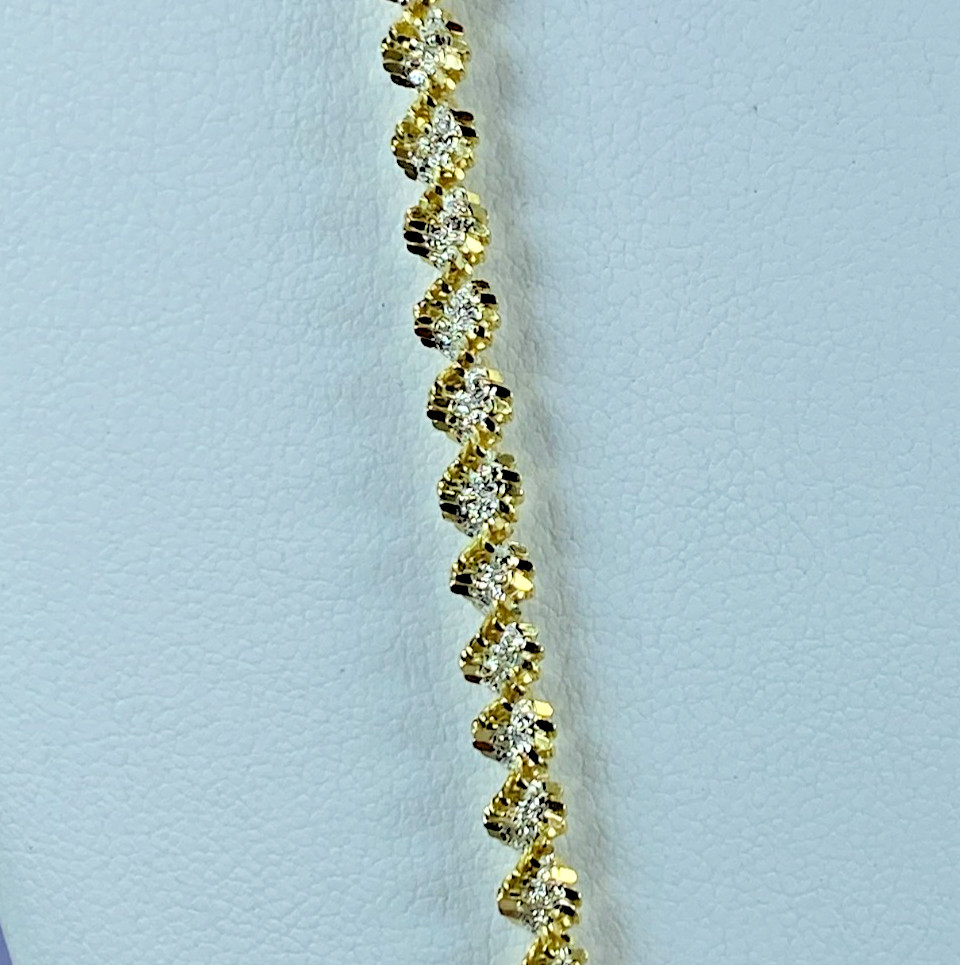 22K Gold over Sterling Silver AGI Signed 2-Tone Necklace, Italy, 30″, NOS 16.6g