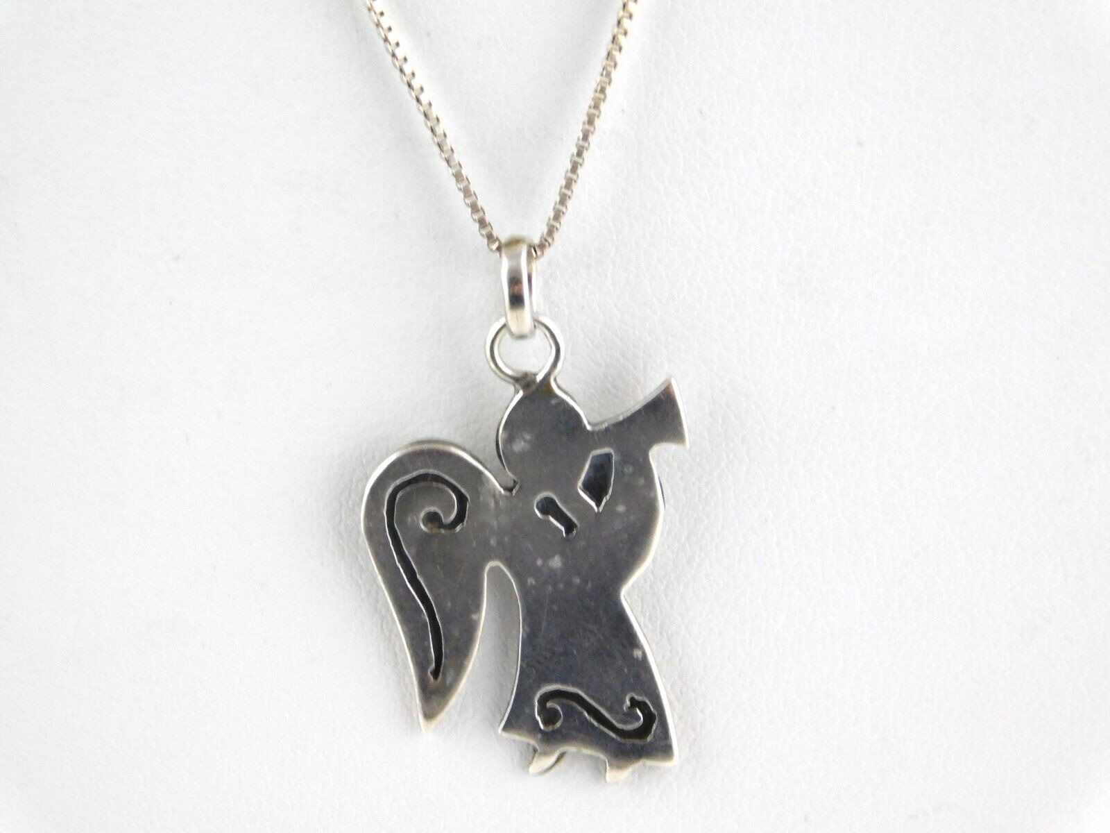 Sterling Silver Trumpeting Angel Pendant Necklace 18.5 Inches 5.2 Grams 925