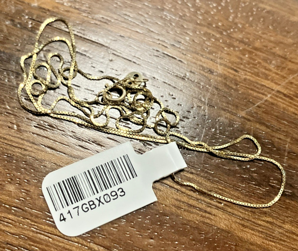10kt Real Gold Thin Box Chain 0.9grams 20inches GND Brand New with Retail Tag