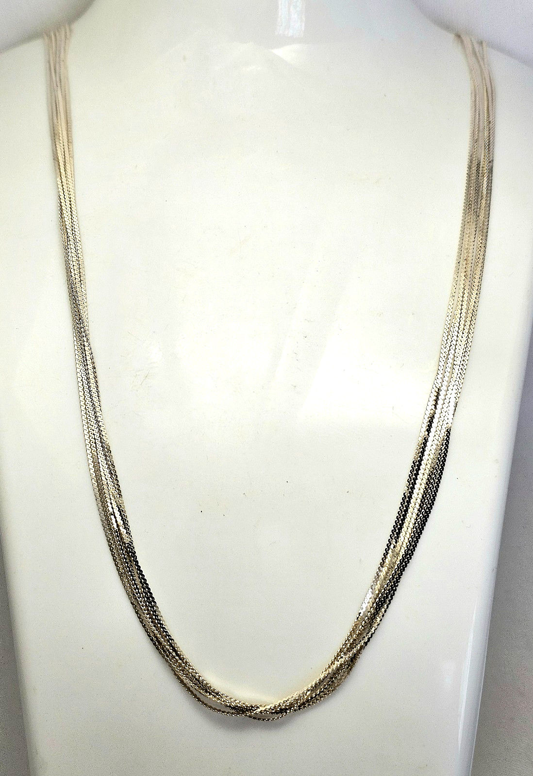 Sterling Silver Necklace Multi 7 Strand Chain Necklace 30″ L 12.2 Grams Jewelry