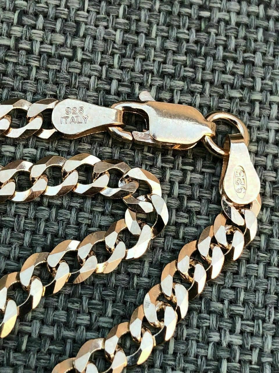 Ladies 18” 14k Yellow Gold Plated Solid 925 Silver 4mm Flat Cuban Chain ITALY