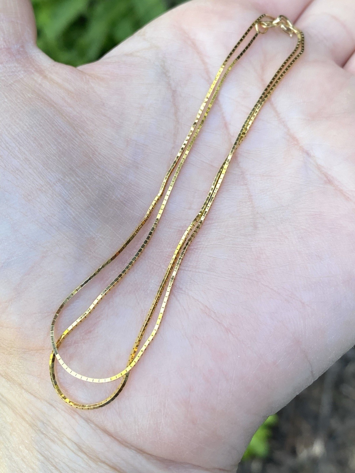 Solid 14k Yellow Gold Box Chain Necklace 1.63 Grams- 16 Inches