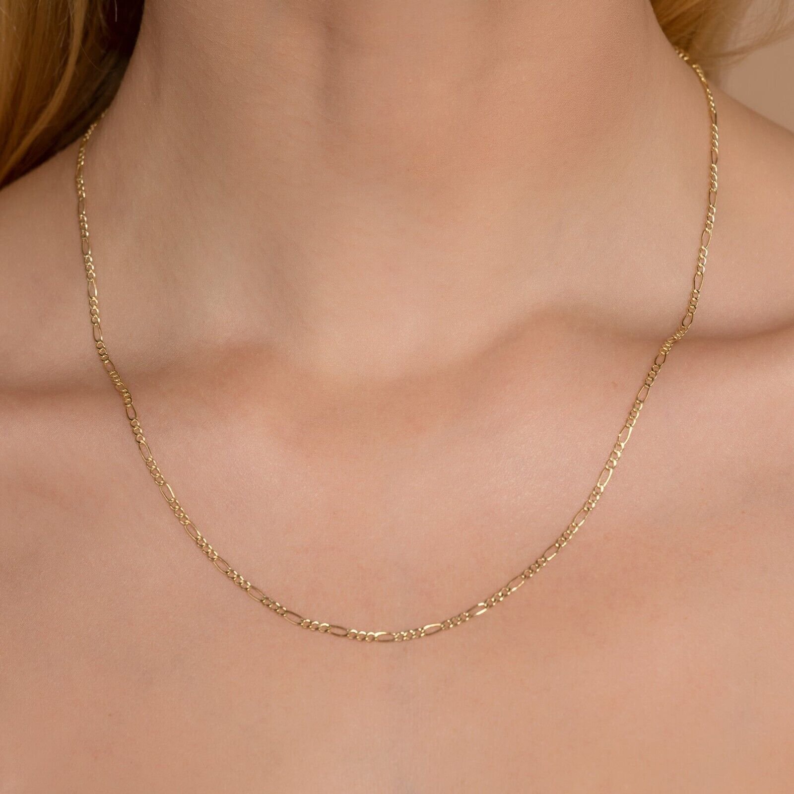 14K Yellow Gold 2mm Figaro Chain Necklace 16″ 18″ 20″ 22″ 24″ Genuine 14k Italy