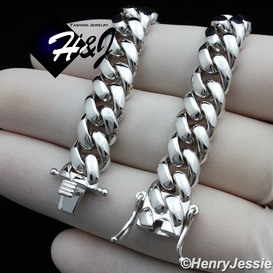 20″MEN 925 STERLING SILVER 7.5MM PLAIN MIAMI CUBAN CURB LINK NECKLACE*SN20