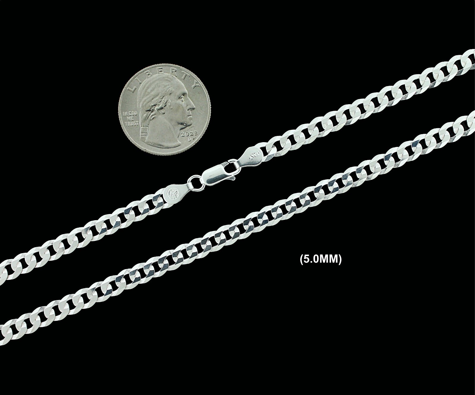 Real SOLID 925 Sterling Silver CURB CUBAN Chain Necklace or Bracelet Mens Womens
