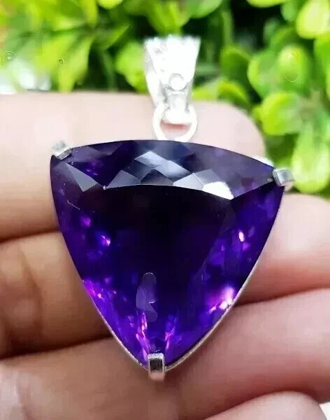 50.70 Ct+ Natural Purple Amethyst 925 Sterling Silver Pendant AG Gemstone