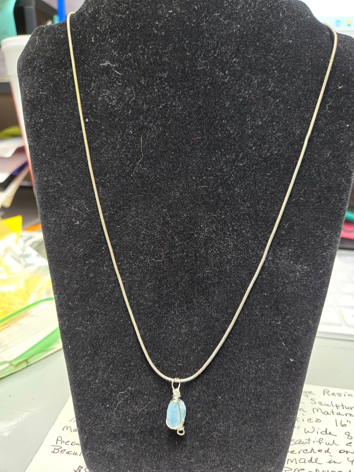 Moonstone Pendant Wire Wrapped, Sterling Silver Branded 18 inch Chain w/ Lobster
