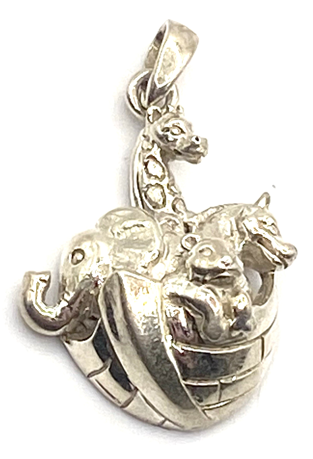 Sterling Silver / 925 Noahs Ark With Animals Pendant