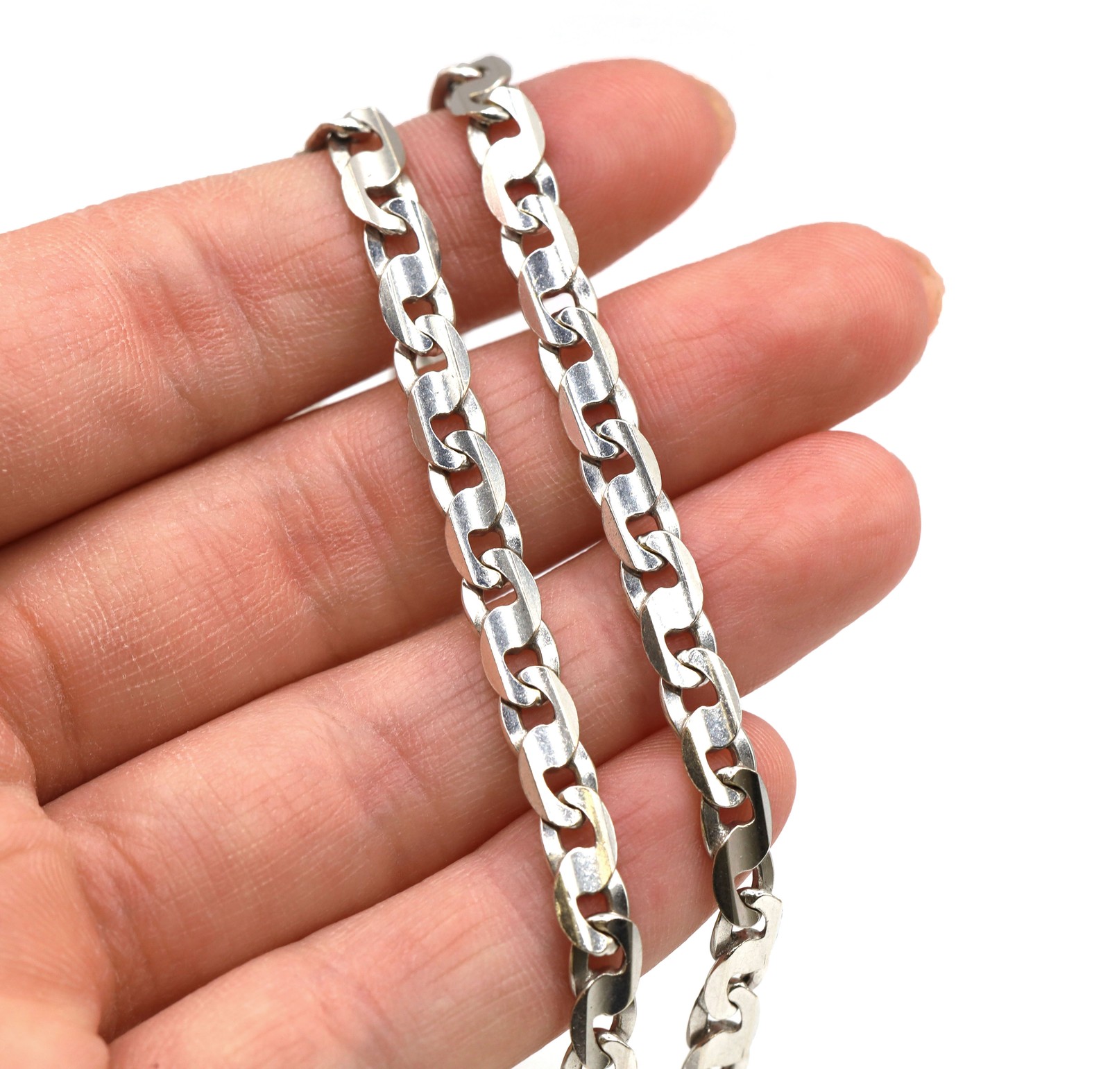 Anchor Mariner Link Chain 18K White Gold Men’s Unisex Necklace 35.2G 23.5”