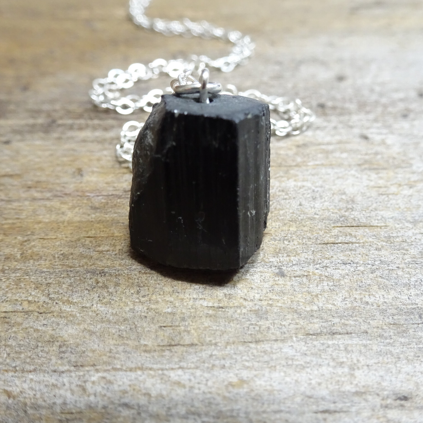 Crystal Raw Black Tourmaline Necklace Root Chakra Jewelry 925 Silver Chain Video