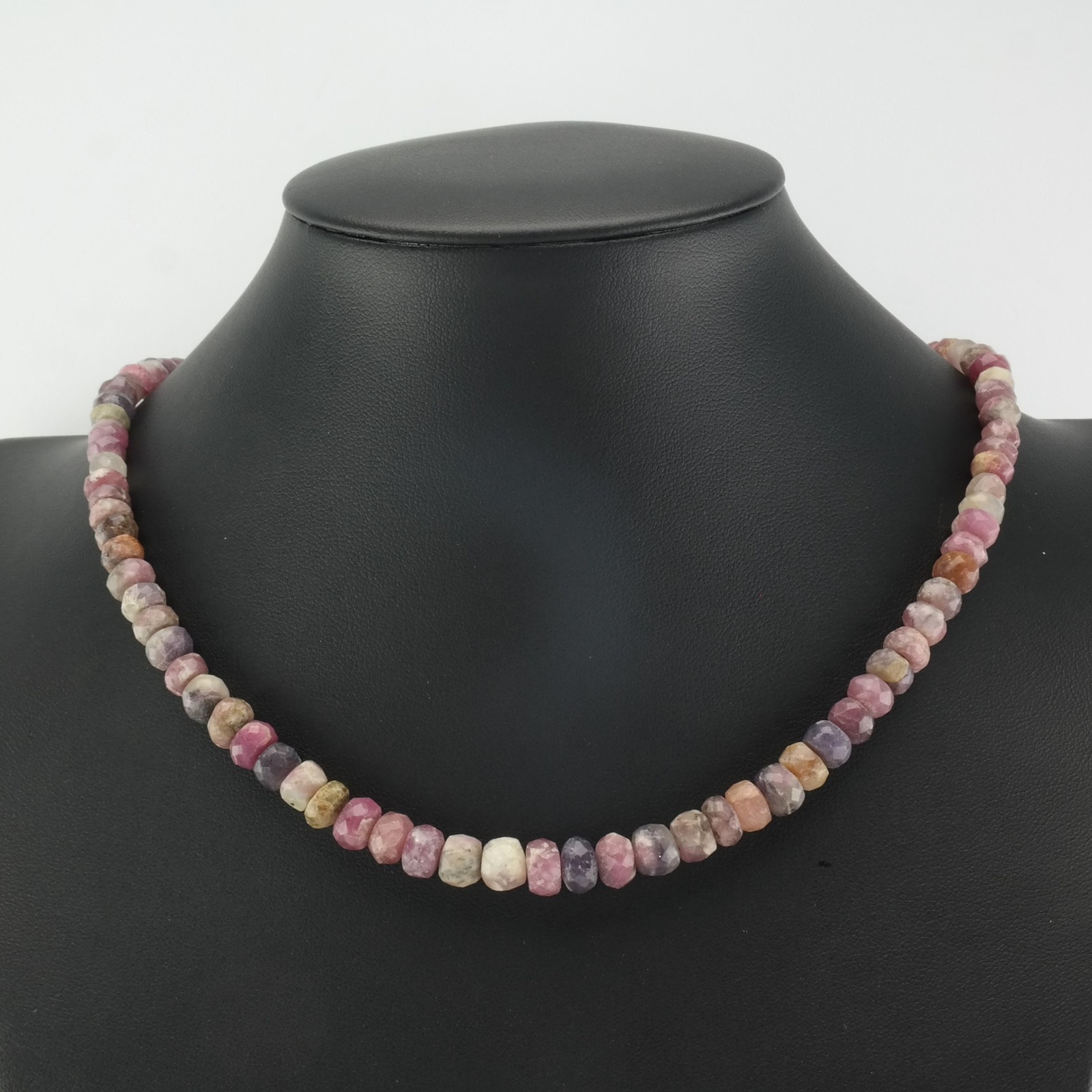 DTR Opaque Corundum Ruby Faceted Sterling Silver Beaded Necklace
