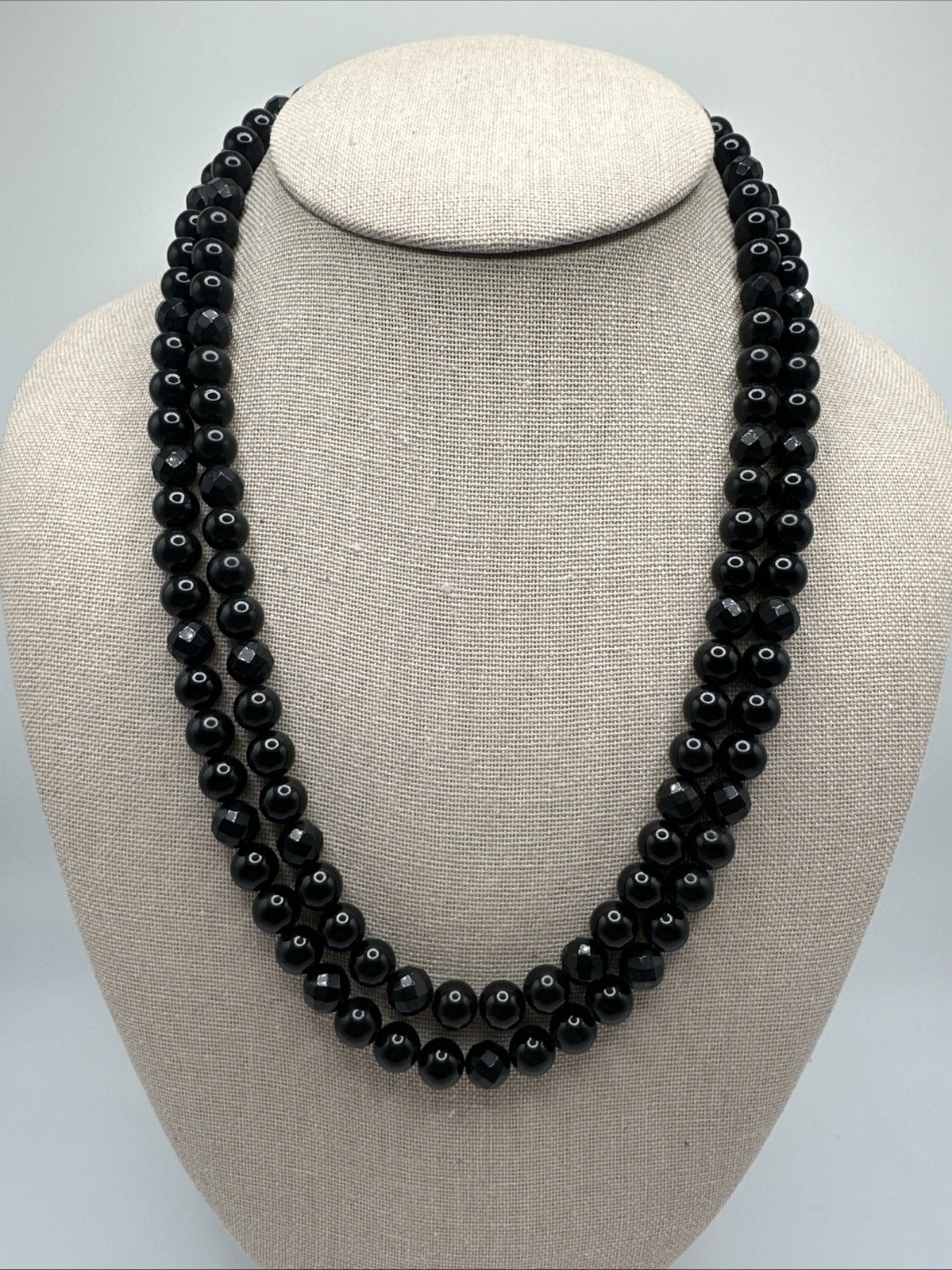 Jay King Natural South African Black Midnight Chalcedony 8mm 40” Beaded Necklace