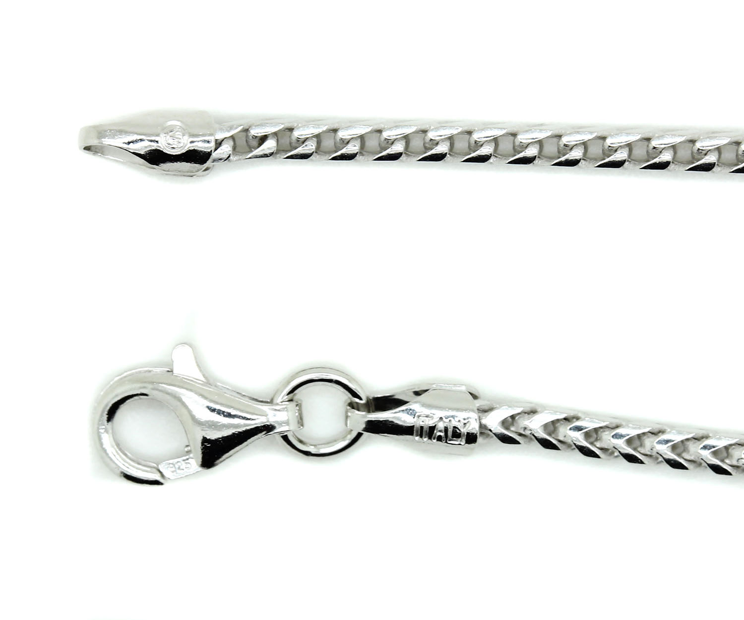 .925 Sterling Silver Franco Chain Italy Necklace Mens Link 16-30In 2mm 2.5mm