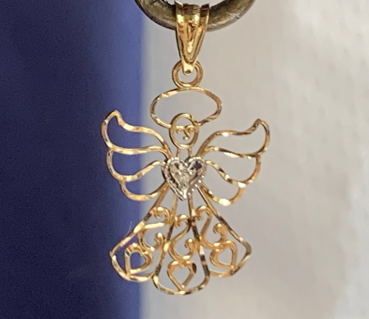 14K Yellow & White Gold Angel Charm .61g Fine Jewelry Michael Anthony Pendant