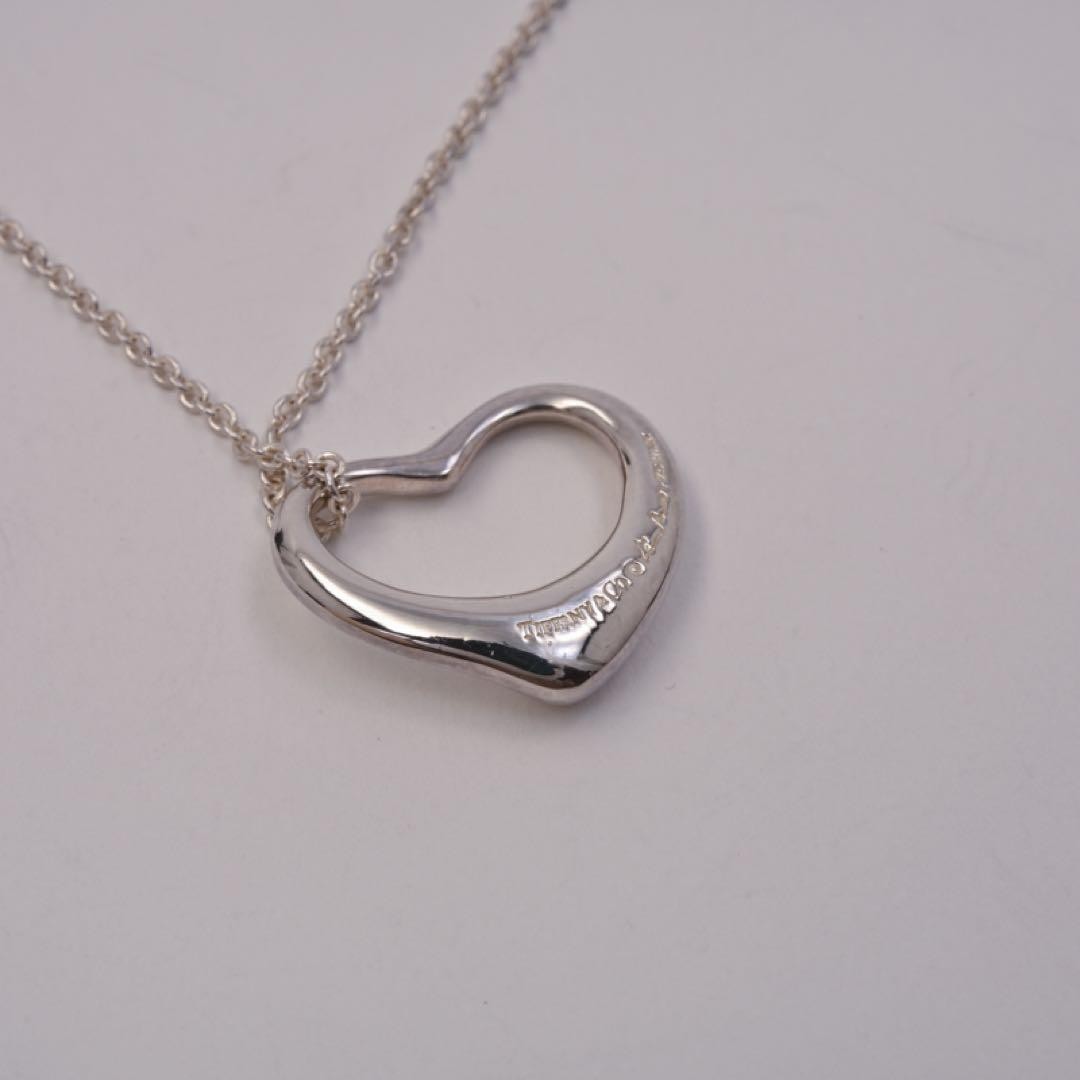 Tiffany & Co. Open Heart Necklace Silver 925 Women Used B Open Heart Design