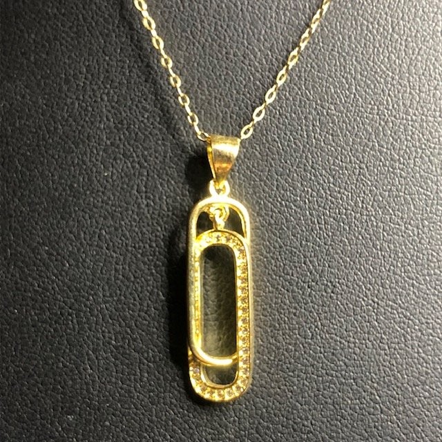 B2039 Vermeil Gold over sterling Geometric Interlocking Pendant Necklace 18″