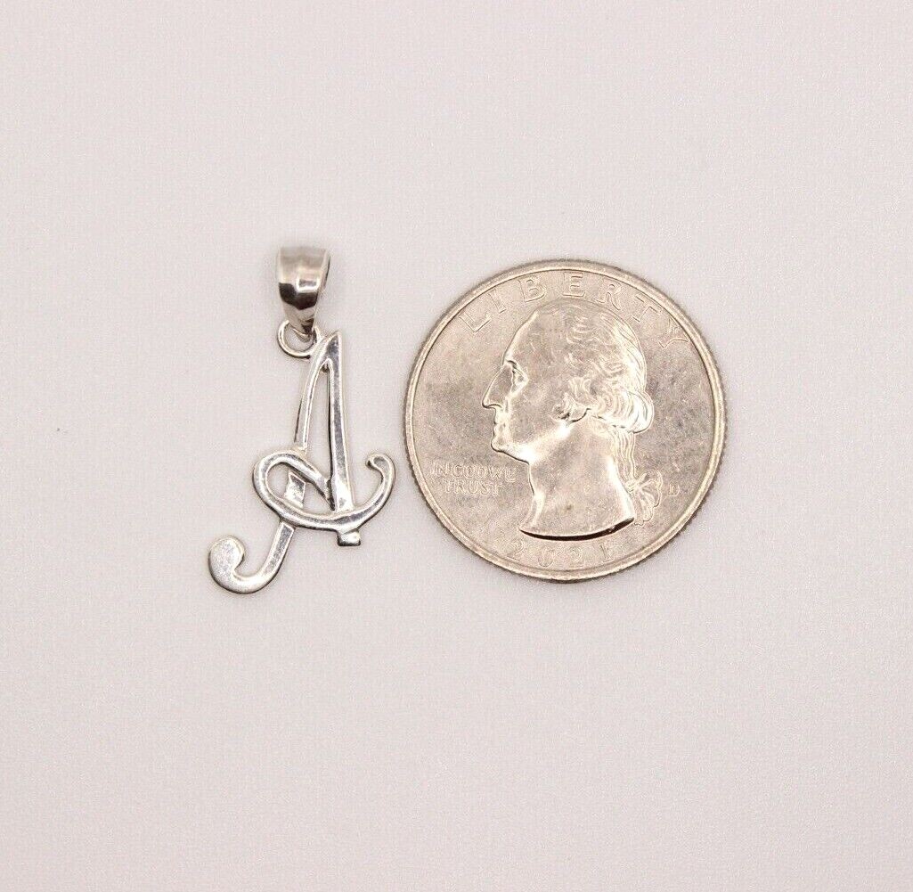 925 Sterling Silver Fancy Cursive Alphabet Initial Pendant A to V for Woman Girl