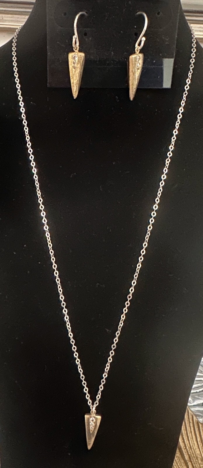 SILPADA Earrings + Pendant Necklace SET Crystal .925 Sterling Silver & GOLD