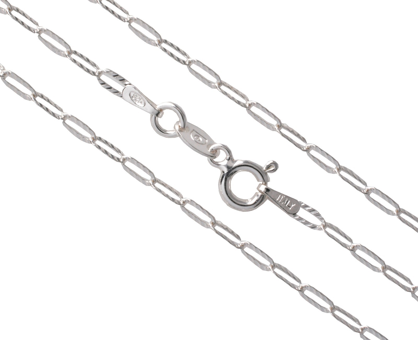 925 Italy Sterling Silver Paper Clip Chain Diamond Cut 3mm Chain Anti-tarnish