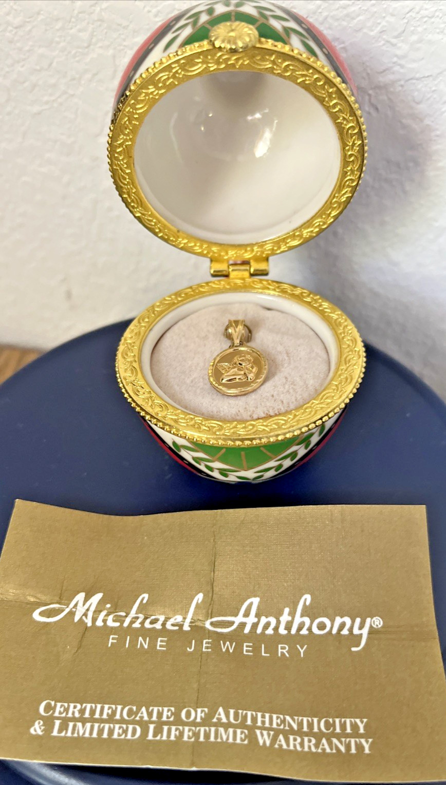 Michael Anthony 14k Gold Guardian Angel Double Sided Charm Ornament &Trinket Box
