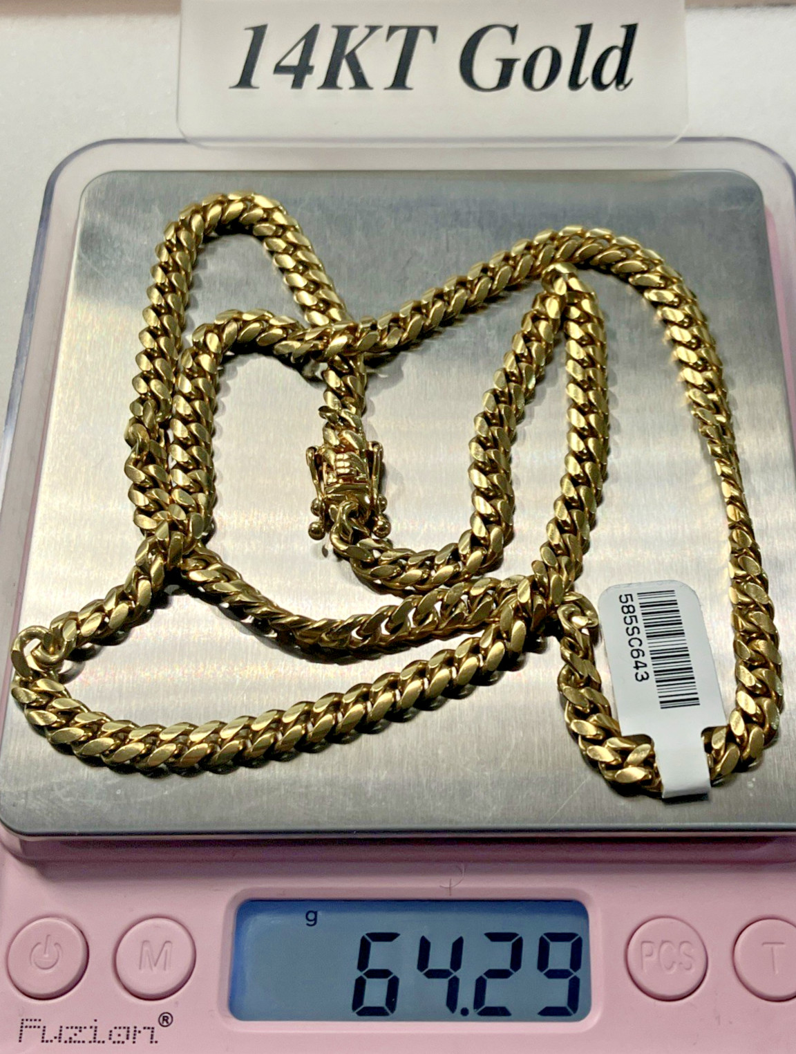 14kt Real Gold Solid Cuban Chain 64.25grams 5.85mm 24.25” M Brand New w/Tag 14K