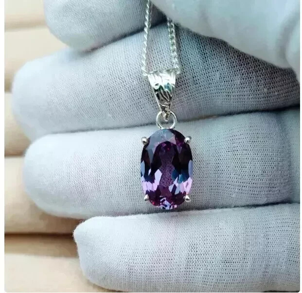 20.25 Ct+ Natural Alexandrite Pendant Bi-Color 925 Silver Sterling SG Gemstone