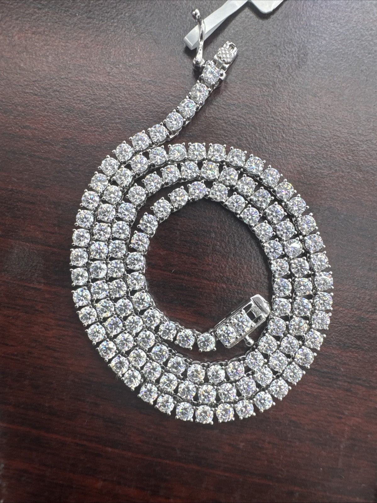 MOISSANITE Tennis Chain Real 925 Silver Yellow Rose Gold Plated Necklace