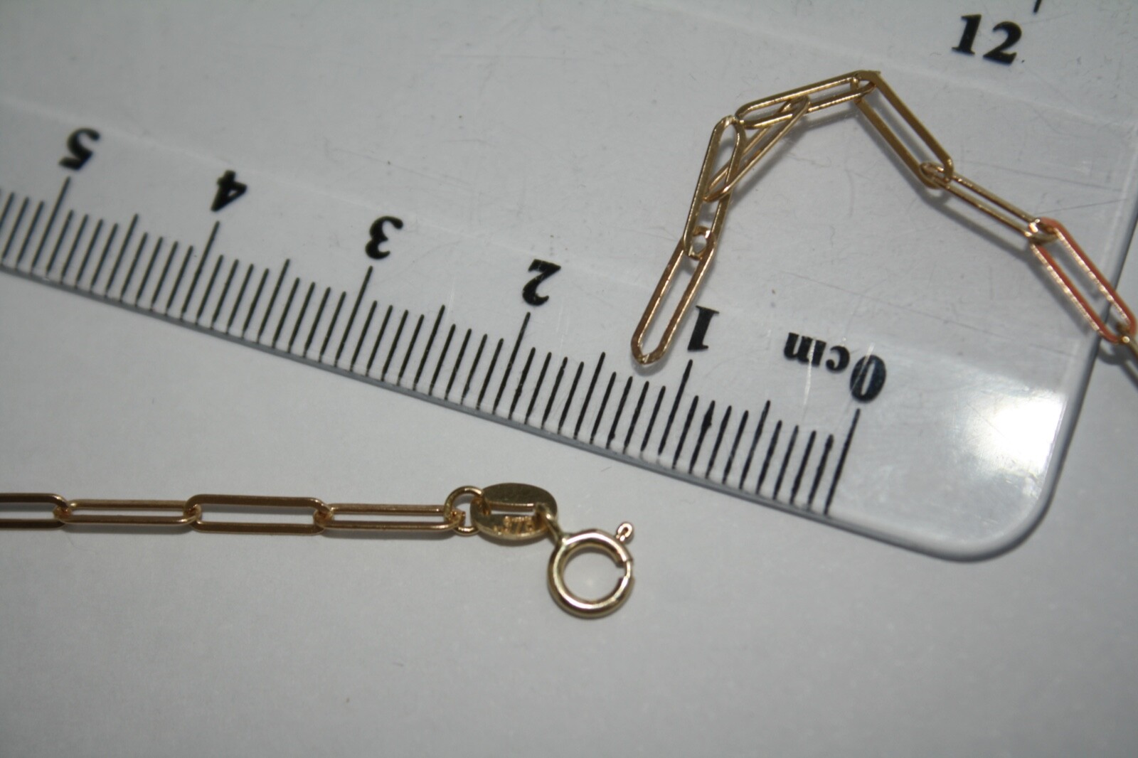 100% Genuine 9k Solid Yellow Gold Long Link Paperclip Chain 70cm. Brand New